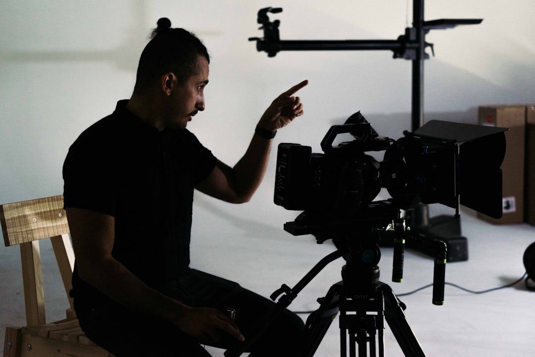 Studio portrait of a male live broadcasting instructor